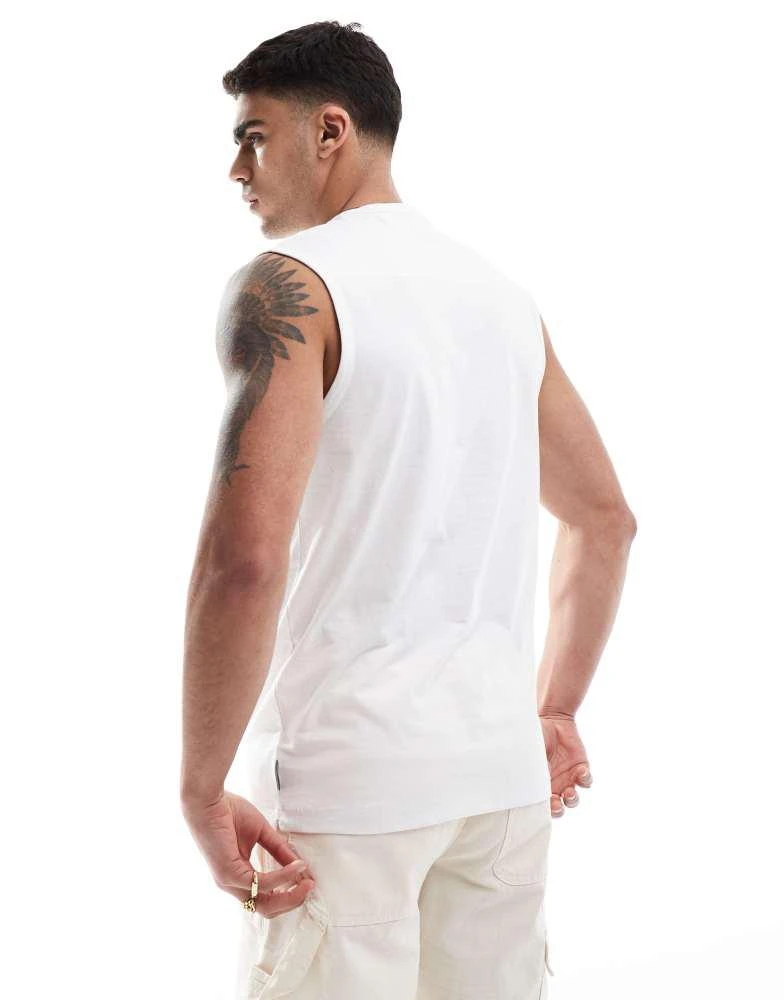 French Connection Mens French Connection FCUK sleeveless t-shirt vest in white with black logo 4