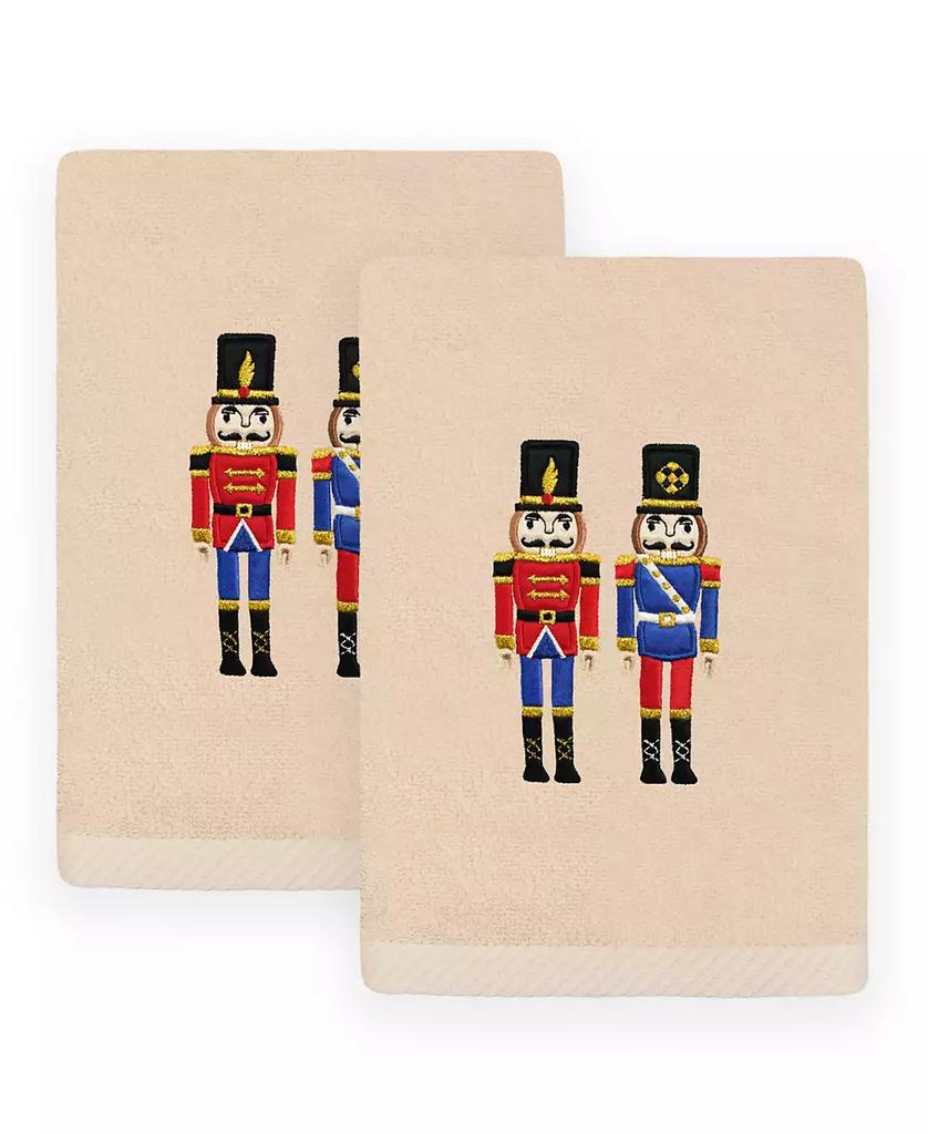 Linum Home Textiles Christmas Nutcrackers Embroidered Luxury 100% Turkish Cotton Hand Towels, 2 Piece Set
