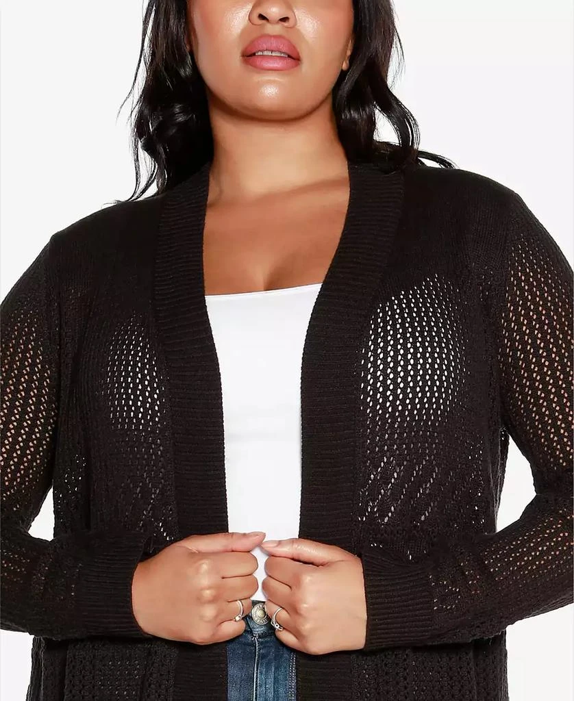 Belldini Plus Size Pointelle Open Cardigan Sweater 4