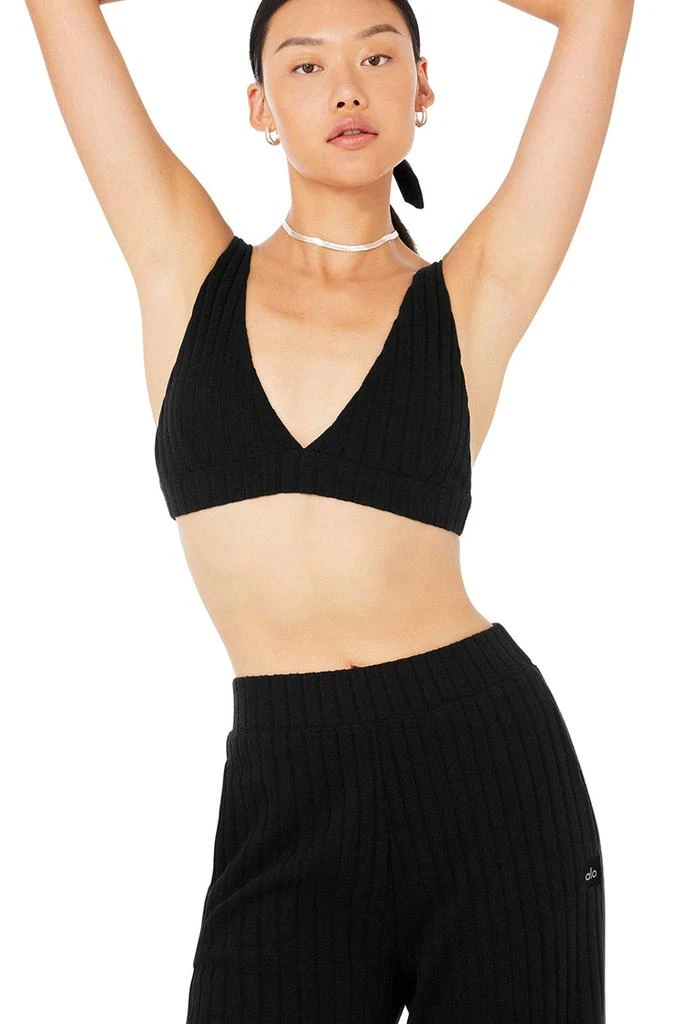Alo Ribbed Take Comfort Wide Leg Pant - Black 4