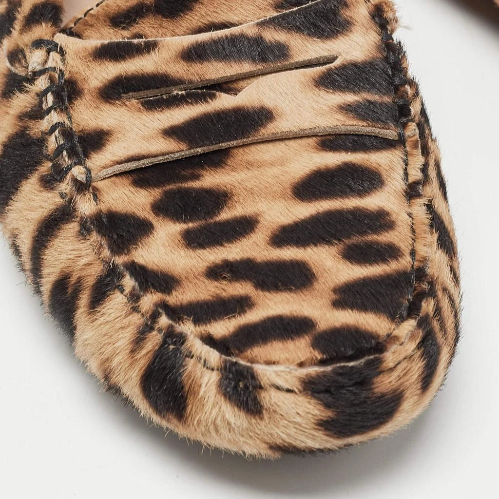 Tod's Tod's Brown/Beige Animal Print Calf Hair Penny Loafers Size 36 7