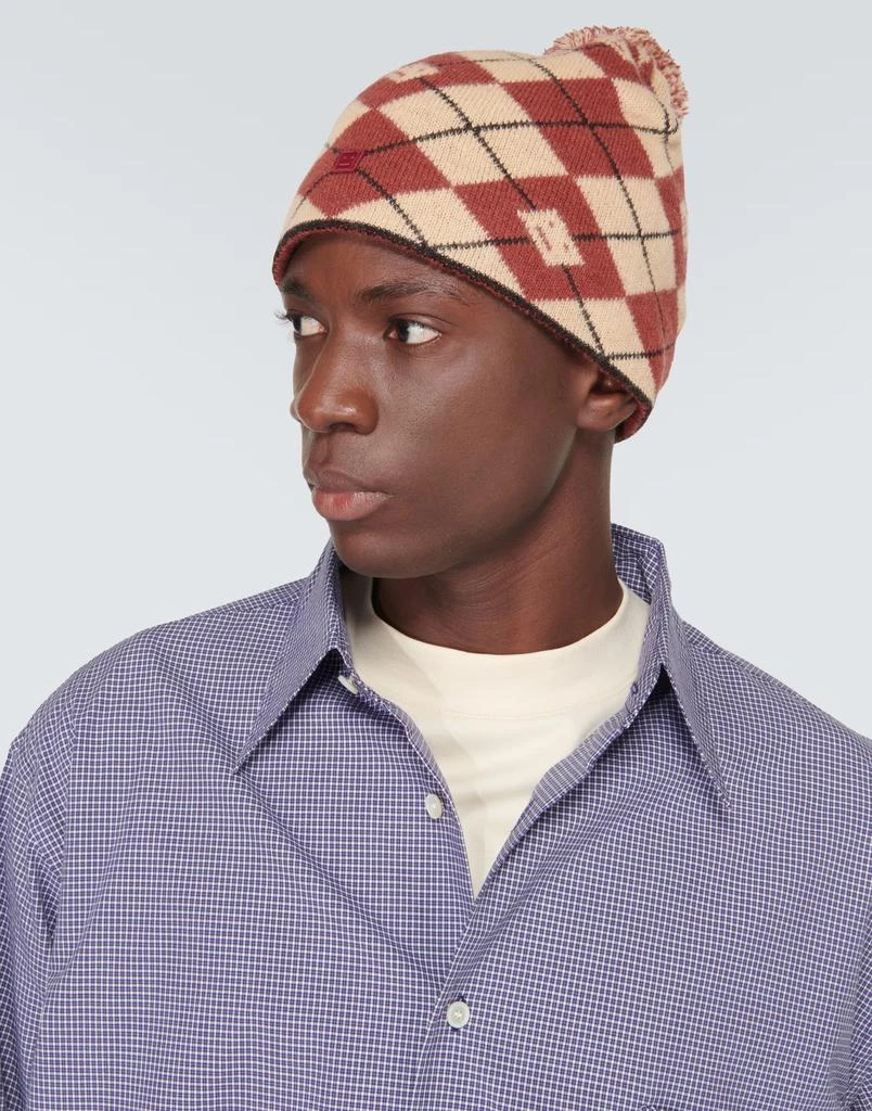 Acne Studios ARGYLE FACE WOOL BLEND BEANIE 4