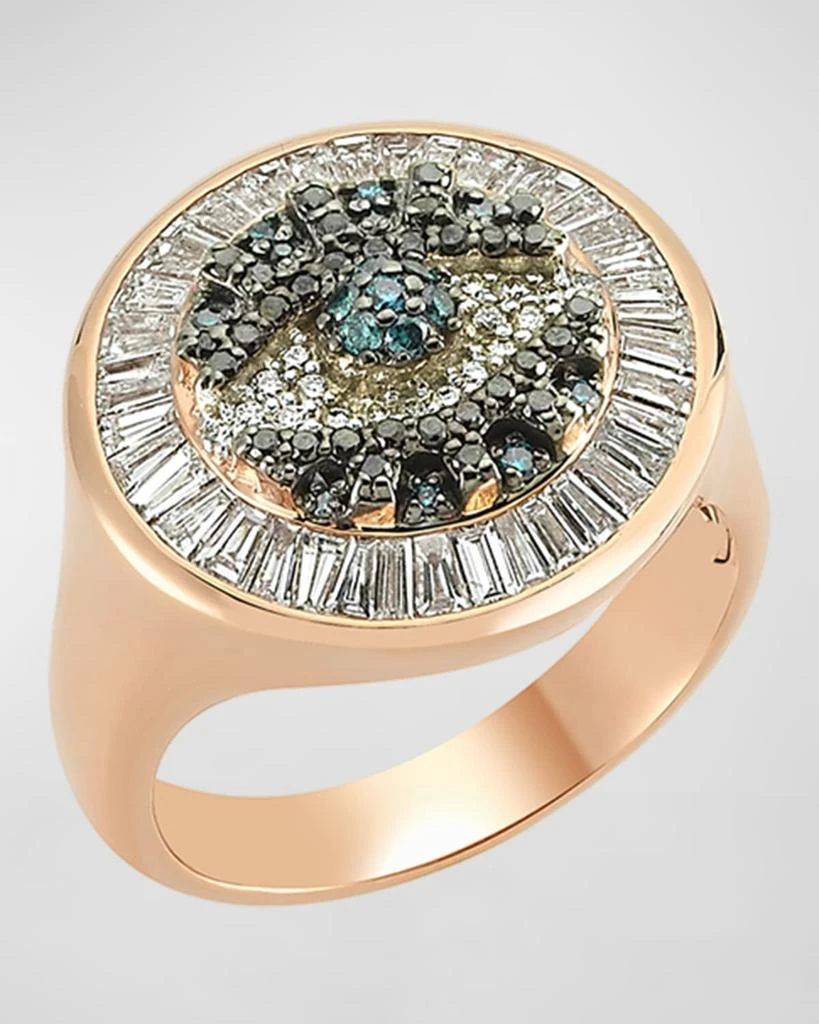 Bee Goddess 14k Rose Gold Eye Light Diamond Round and Baguette Ring 1