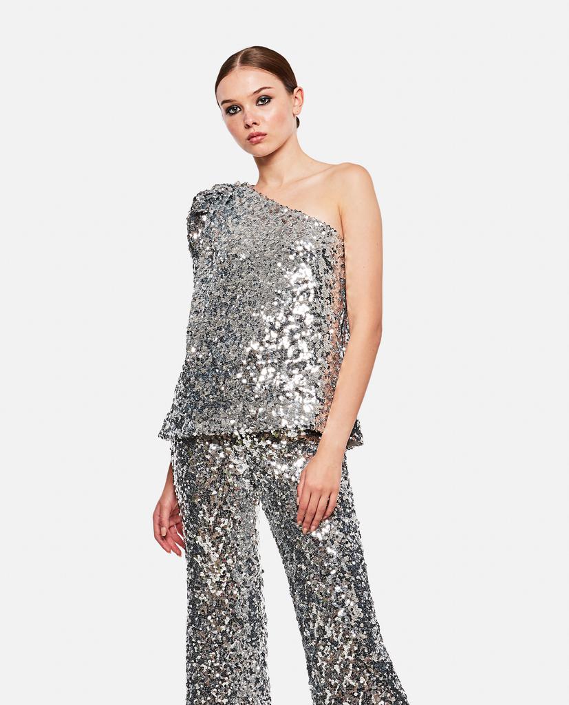 Halpern One Shoulder Top With Sequins