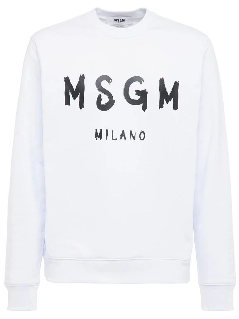 MSGM Logo Print Brushed Cotton Sweatshirt 1