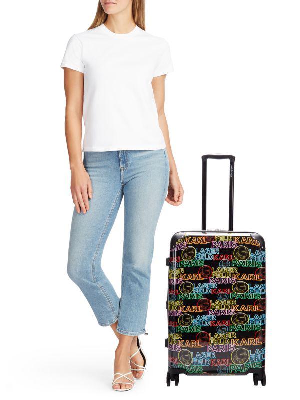 Karl Lagerfeld Paris Logo Print 25 Inch Hardshell Spinner Suitcase