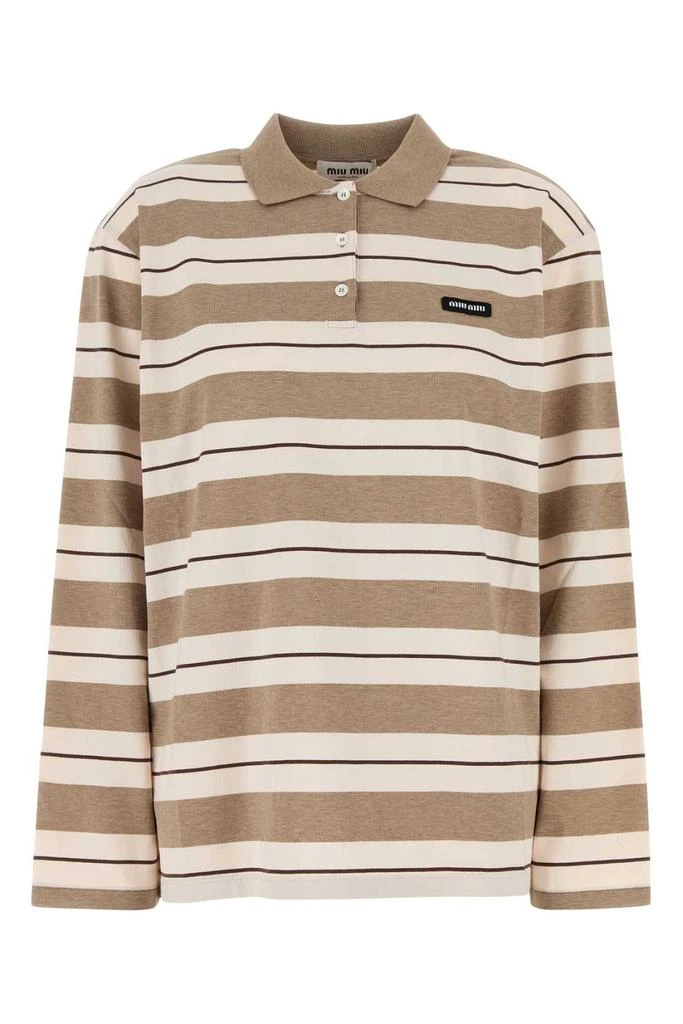 Miu Miu Miu Miu Long-Sleeved Striped Polo Shirt 1