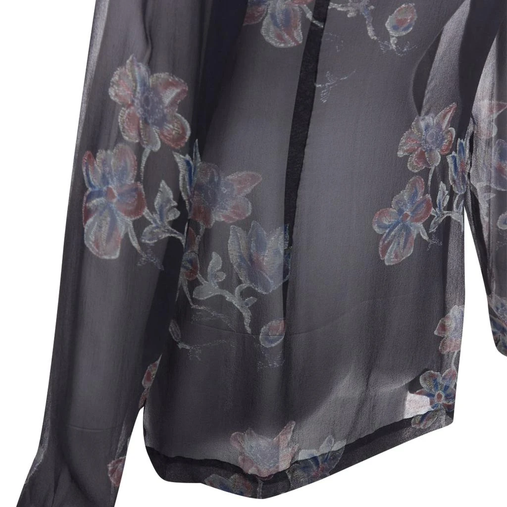 Dries Van Noten silk floral sheer sleeve hi low blouse 2