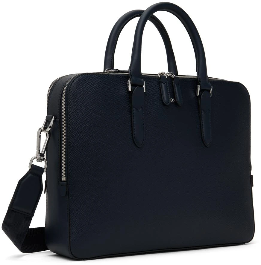Hugo Boss Navy Structured Leather Briefcase 2