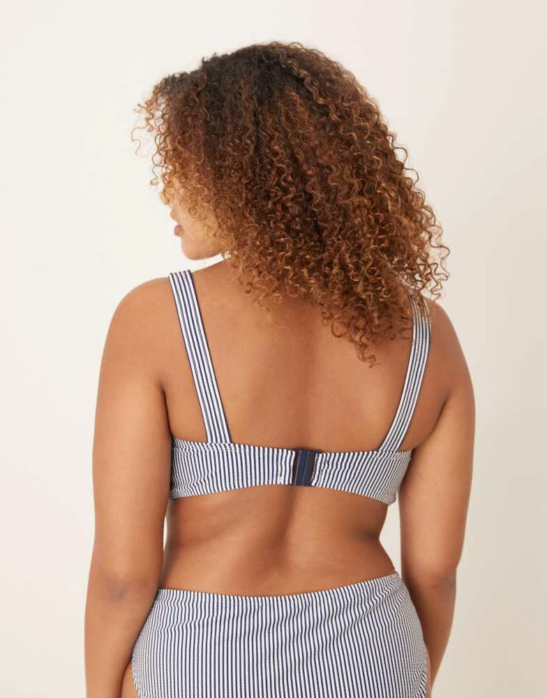 ASOS ASOS DESIGN Curve Scarlet Stripe Nissi V-wire bikini top in indigo 4