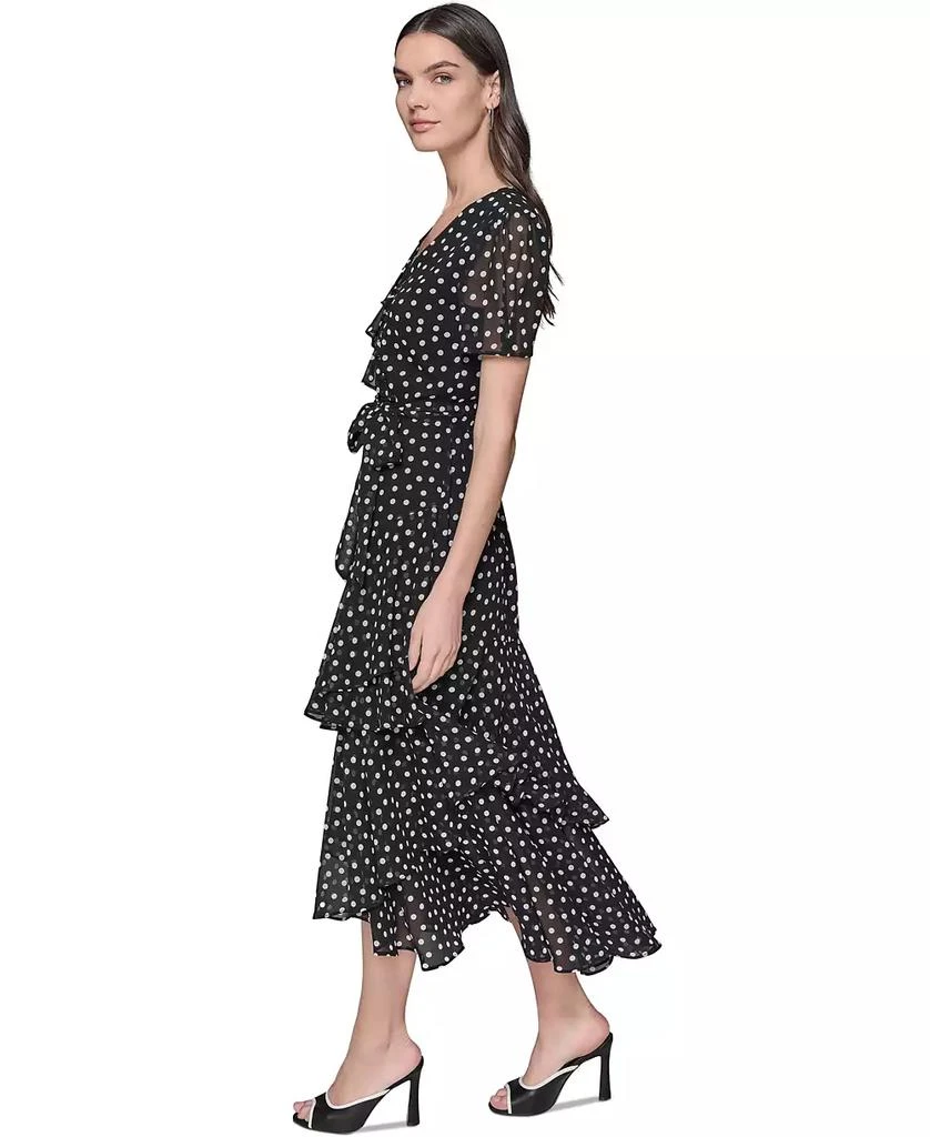Karl Lagerfeld Paris Women's Petite Chiffon Polka-Dot Dress 3