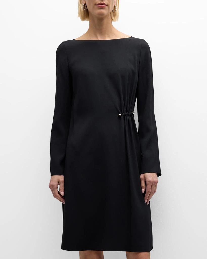 Emporio Armani Gathered Bateau-Neck Satin Midi Shift Dress 3