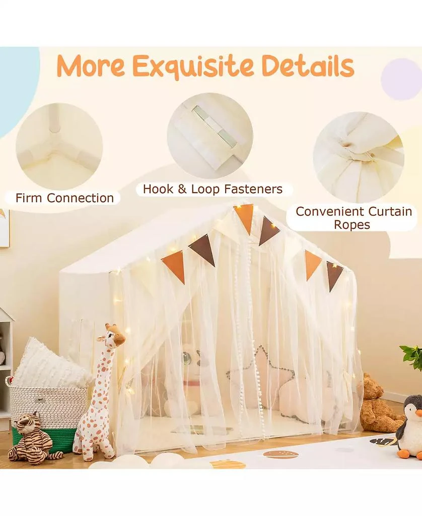 HONGGE Large Toddler Playhouse Tent with Windows, Door Curtains, and Mat 10