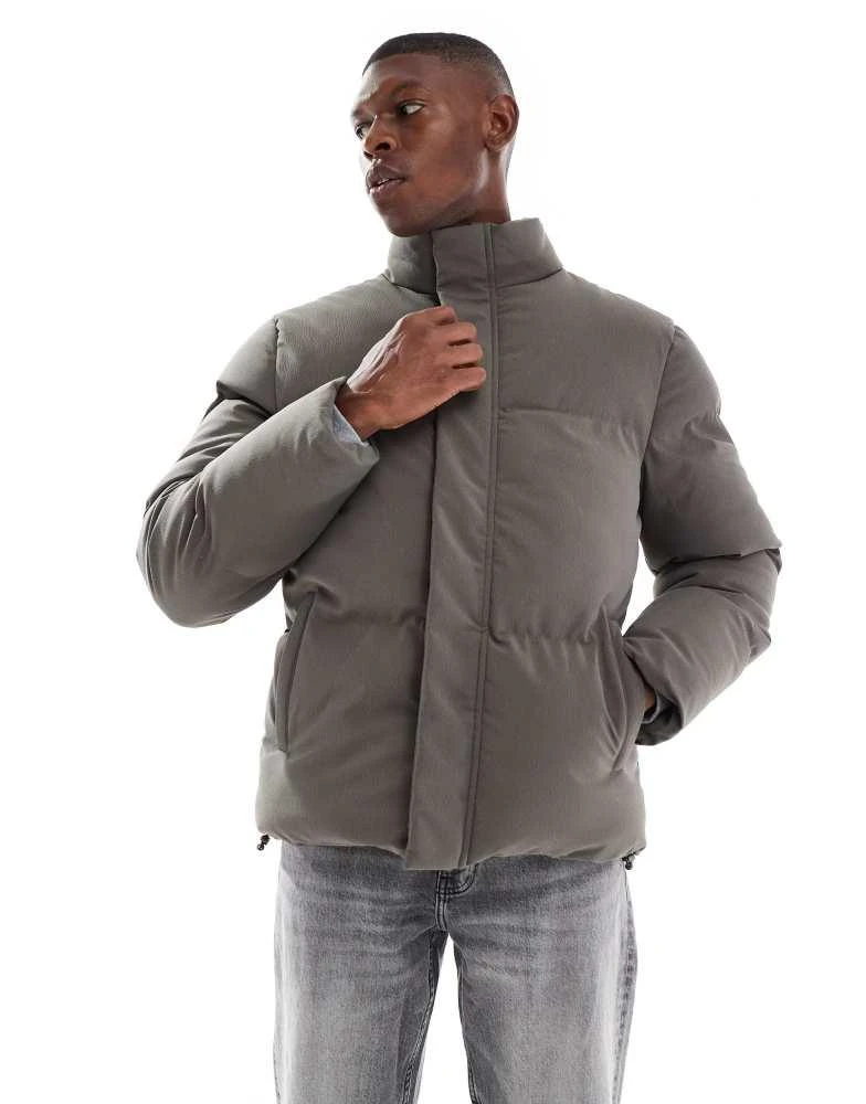 Brave Soul Brave Soul padded puffer jacket in taupe
