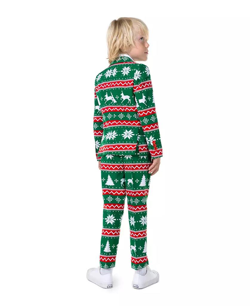 OppoSuits Little Boys Festive Christmas Party Outfit Including Blazer, Pants and Tie Suit Set
