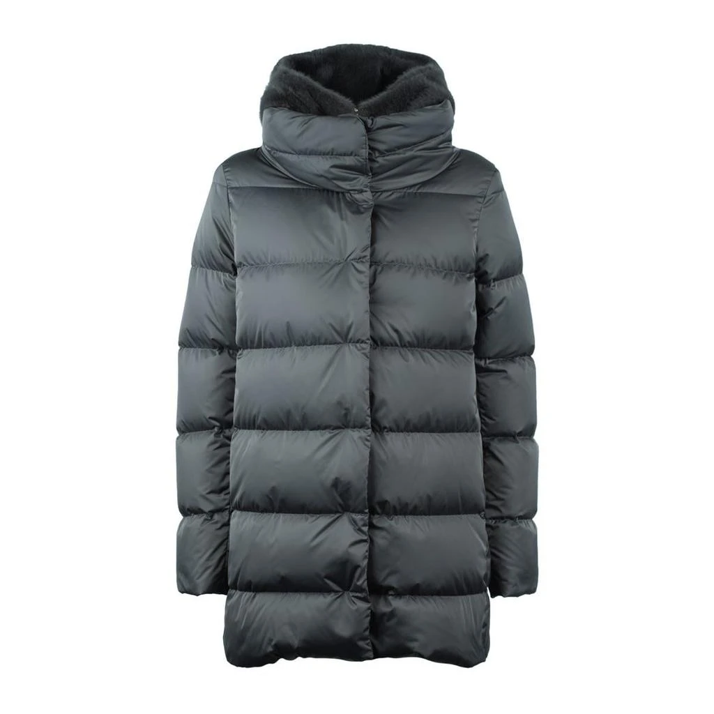 Herno Herno Long Down Jacket With Faux Fur Hood Gray 1