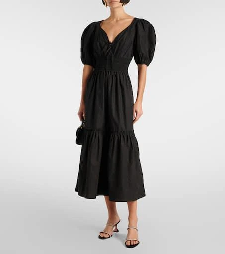 Ganni Smocked cotton poplin midi dress 2