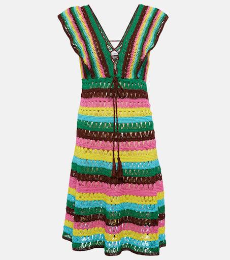 ANNA KOSTUROVA Striped crochet cotton minidress