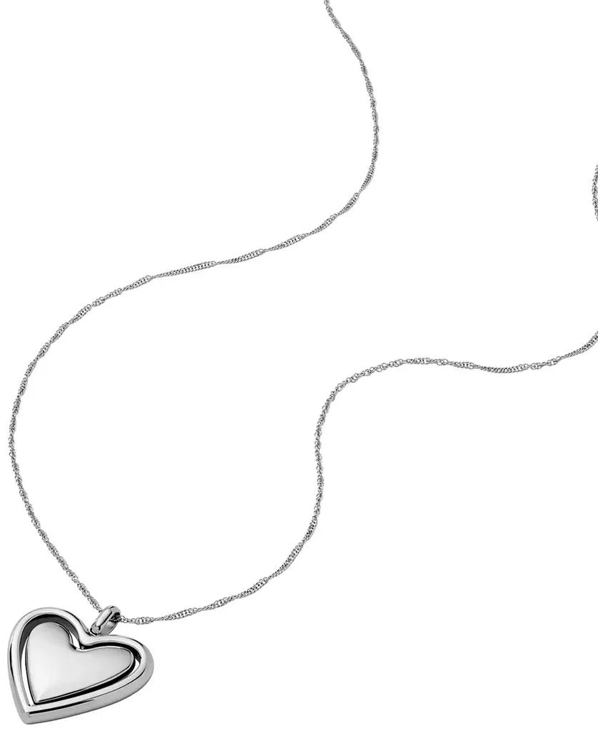 Fossil Legacy Heart Stainless Steel Rotating Pendant Necklace 3