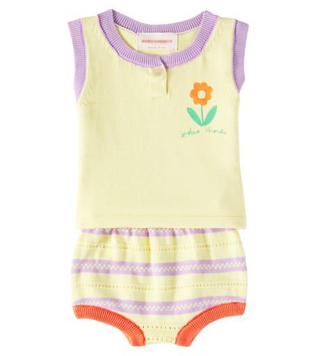 BOBO CHOSES Baby Flower cotton top and bloomers set