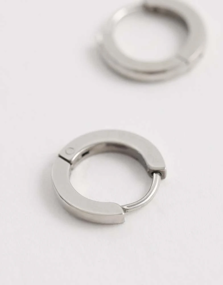 ASOS ASOS DESIGN waterproof stainless steel 9mm hoop earrings in silver 3