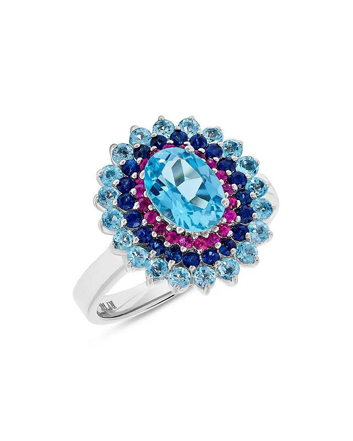 Bloomingdale's Blue Topaz, Sapphire & Ruby Sunburst Ring in 14K White Gold 1