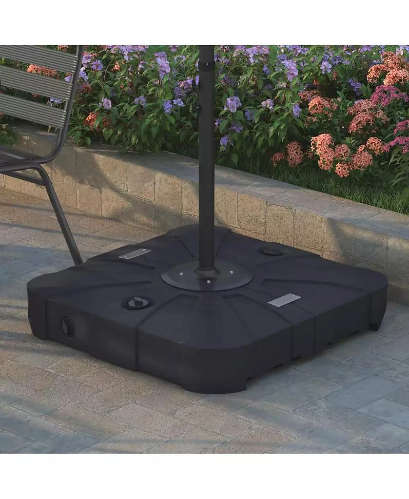 EMMA+OLIVER Harlan Weather And Impact Resistant Heavy Duty Universal Offset Umbrella Base With Built-In Wheels And Grooved Handles In Black 3
