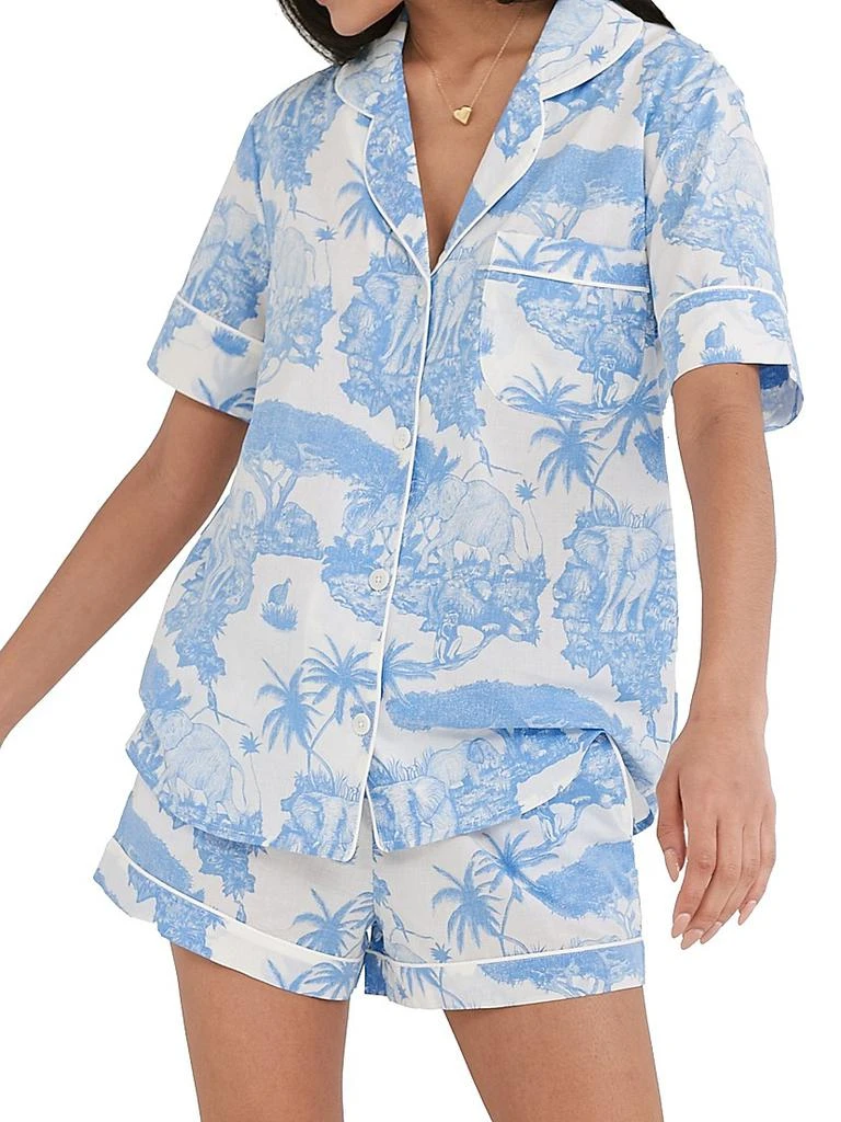 Desmond & Dempsey 2-Piece Printed Cotton Short Pajama Set 3