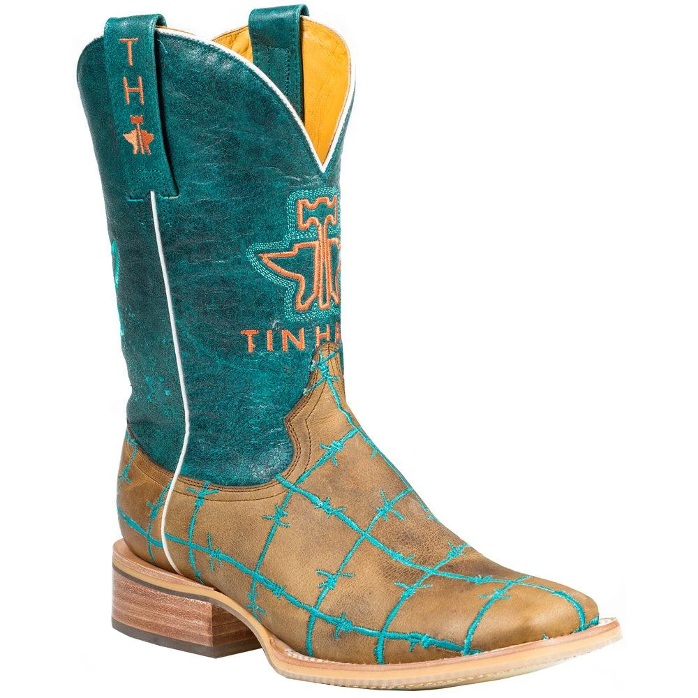 Tin Haul Barb Wire Square Toe Cowboy Boots 1
