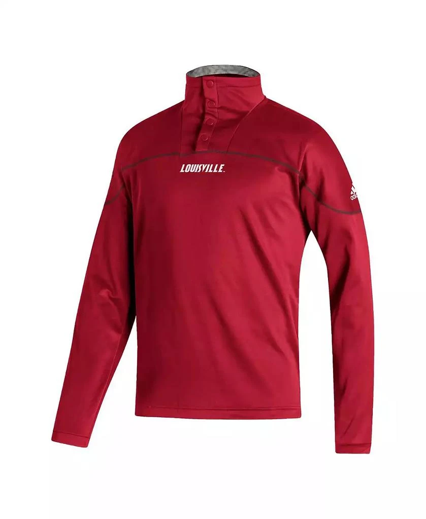 Adidas Men's Red Louisville Cardinals AEROREADY Knit Quarter-Snap Jacket 3