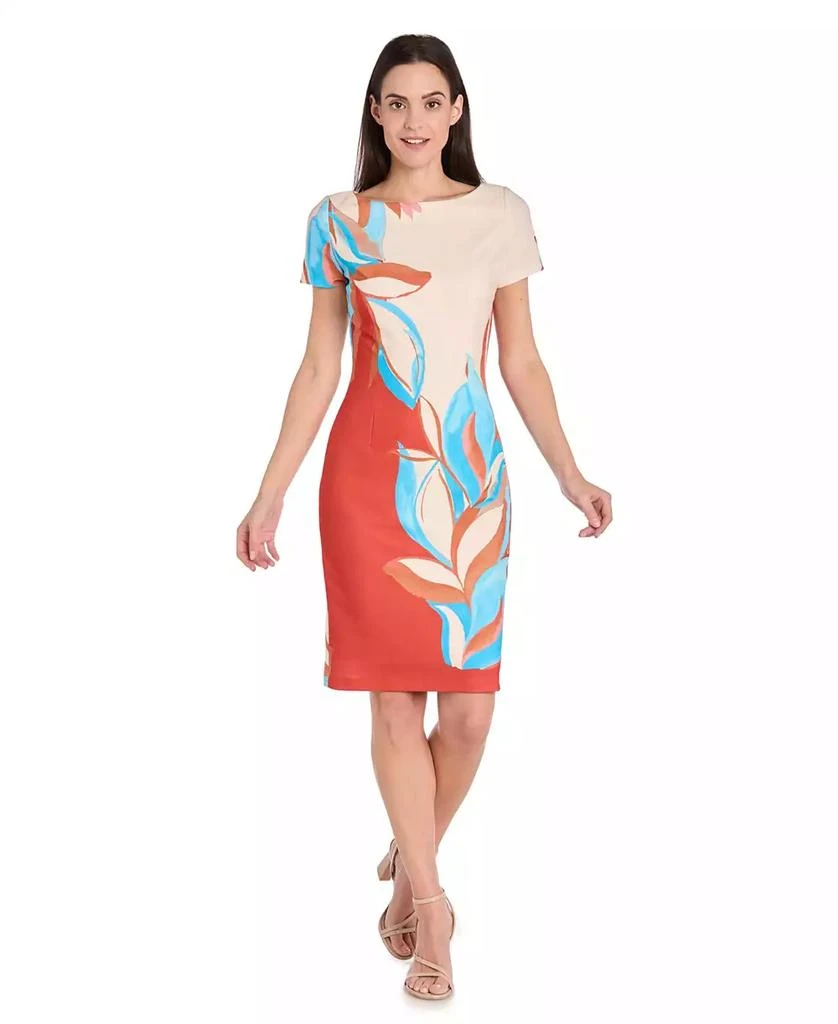 R & M Richards Women's Colorblocked Placement-Print Sheath Dress 1