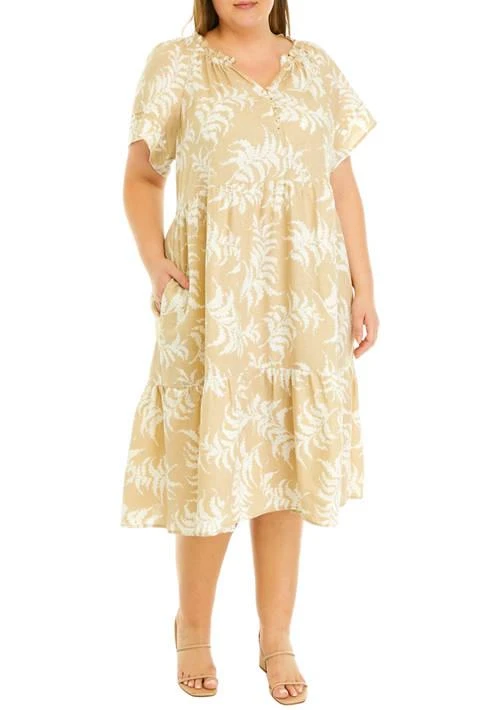 Wonderly Plus Size Short Sleeve Peasant Dress 1