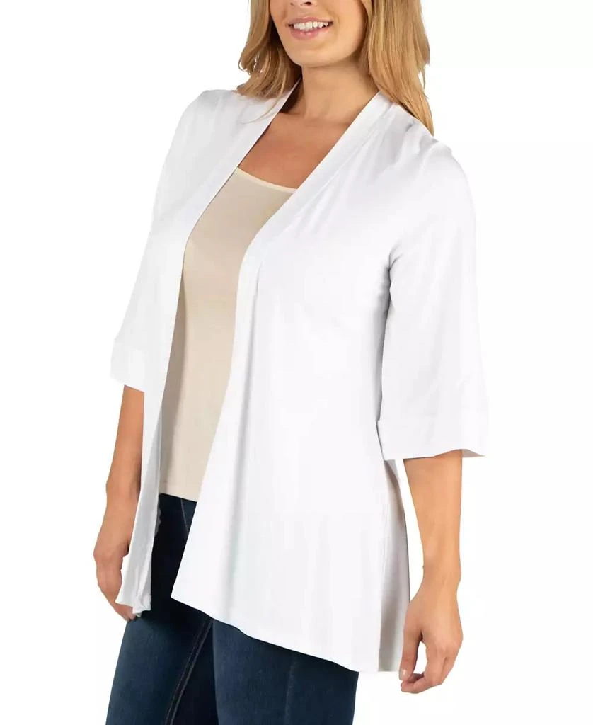 24seven Comfort Apparel Open Front Elbow Length Sleeve Plus Size Cardigan 1