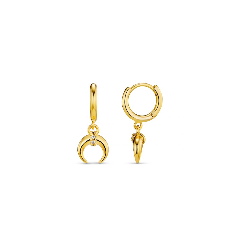 Orelia London Pave Crescent Charm Micro Hoop Earrings