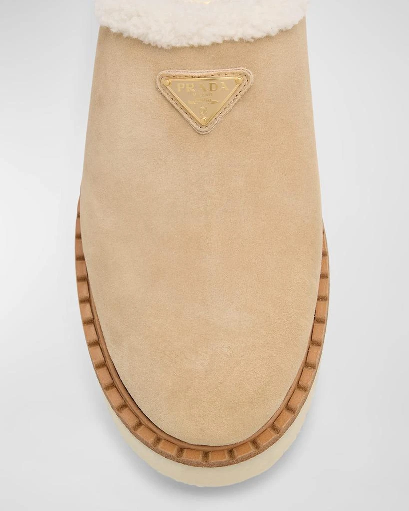 Prada Suede Shearling Cozy Platform Mules 5