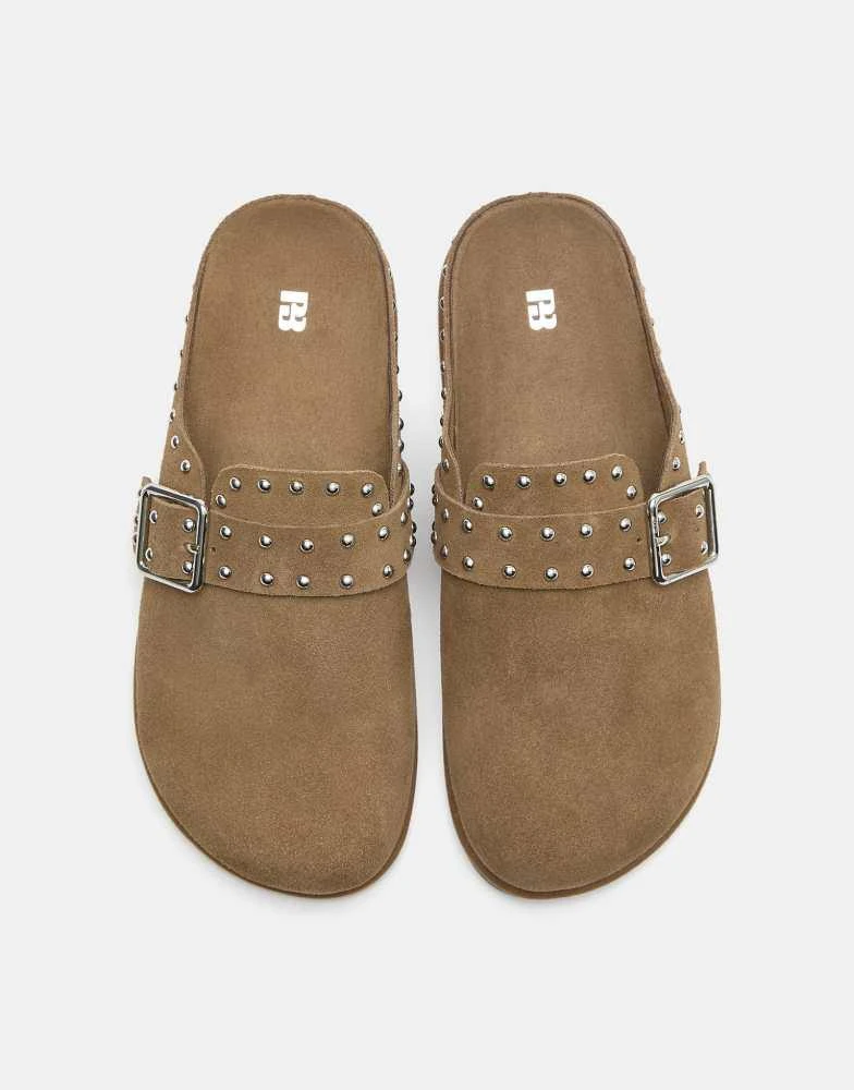Pull&Bear Pull&Bear Leather clogs in sand 3