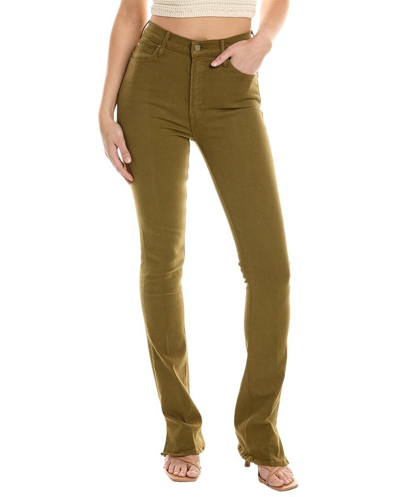 Mother MOTHER Denim The High-Waist Runaway Slice Heel Fir Green Skinny Flare Jean