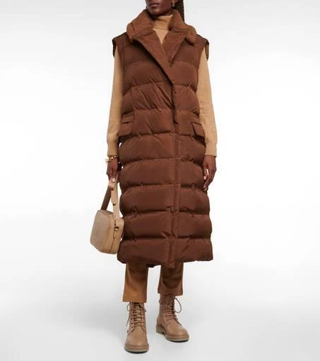 Max Mara Coccole faux fur-trimmed puffer vest 2