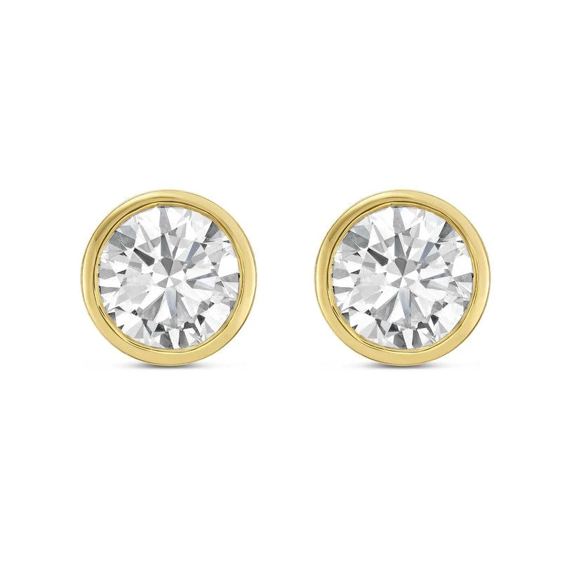 Diana M Jewels 14KT YELLOW GOLD LAB GROWN ROUND STUDS IN A BEZEL SETTING WEIGHING 7.00 CTS TW