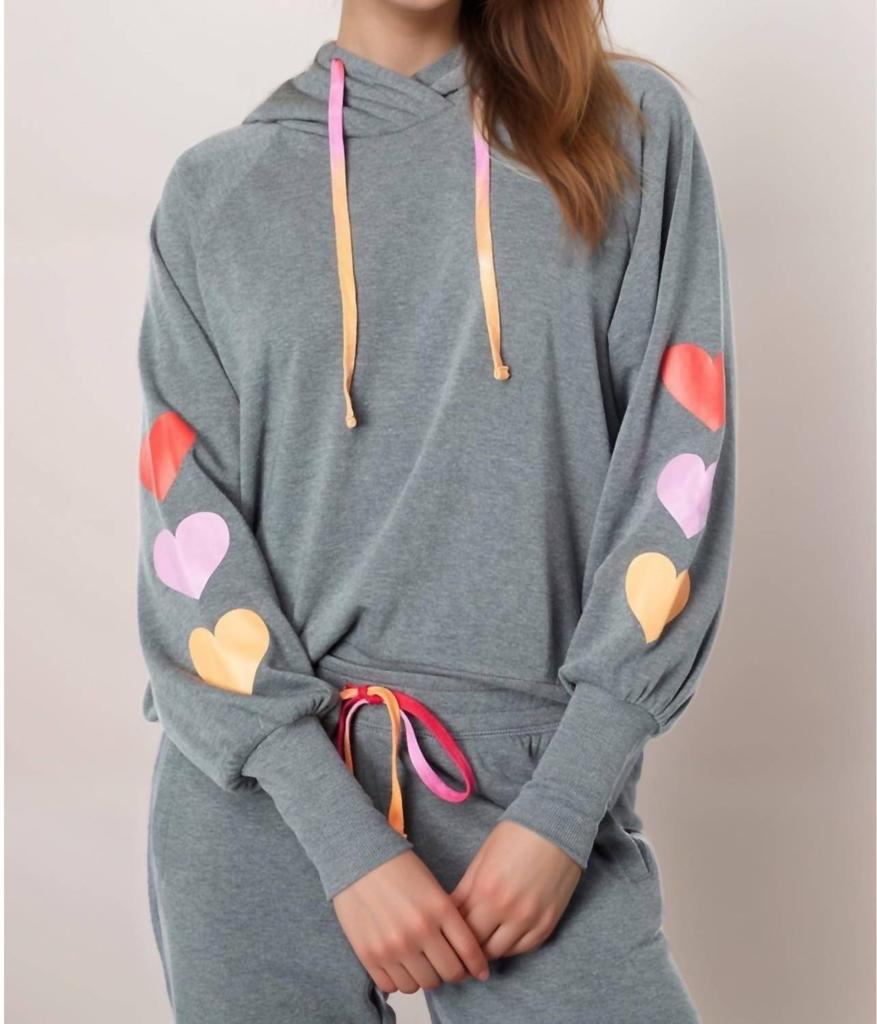 PJ Salvage Love In Color Hoodie In Heather Charcoal