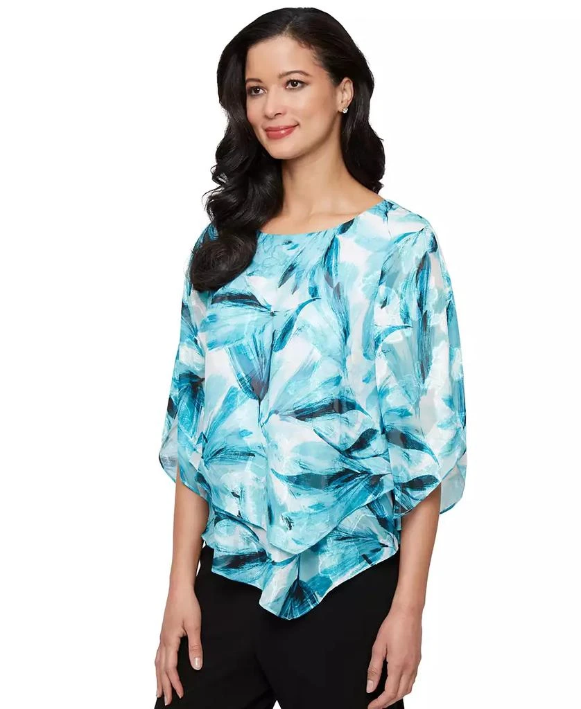 Alex Evenings Petite 3/4-Sleeve V-Hem Burnout Blouse 1