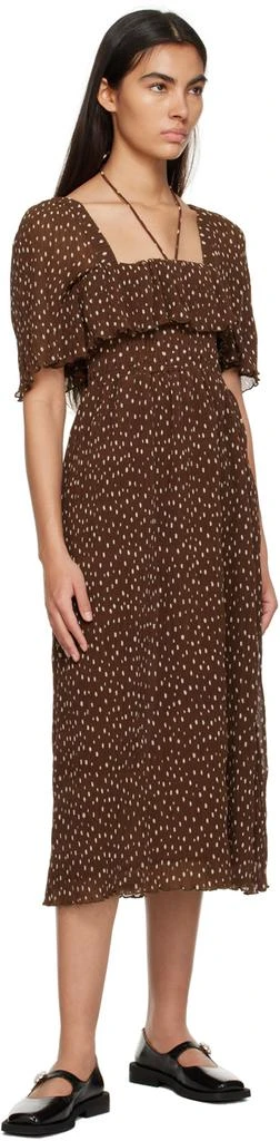 Ganni Brown Pleated Midi Dress 4