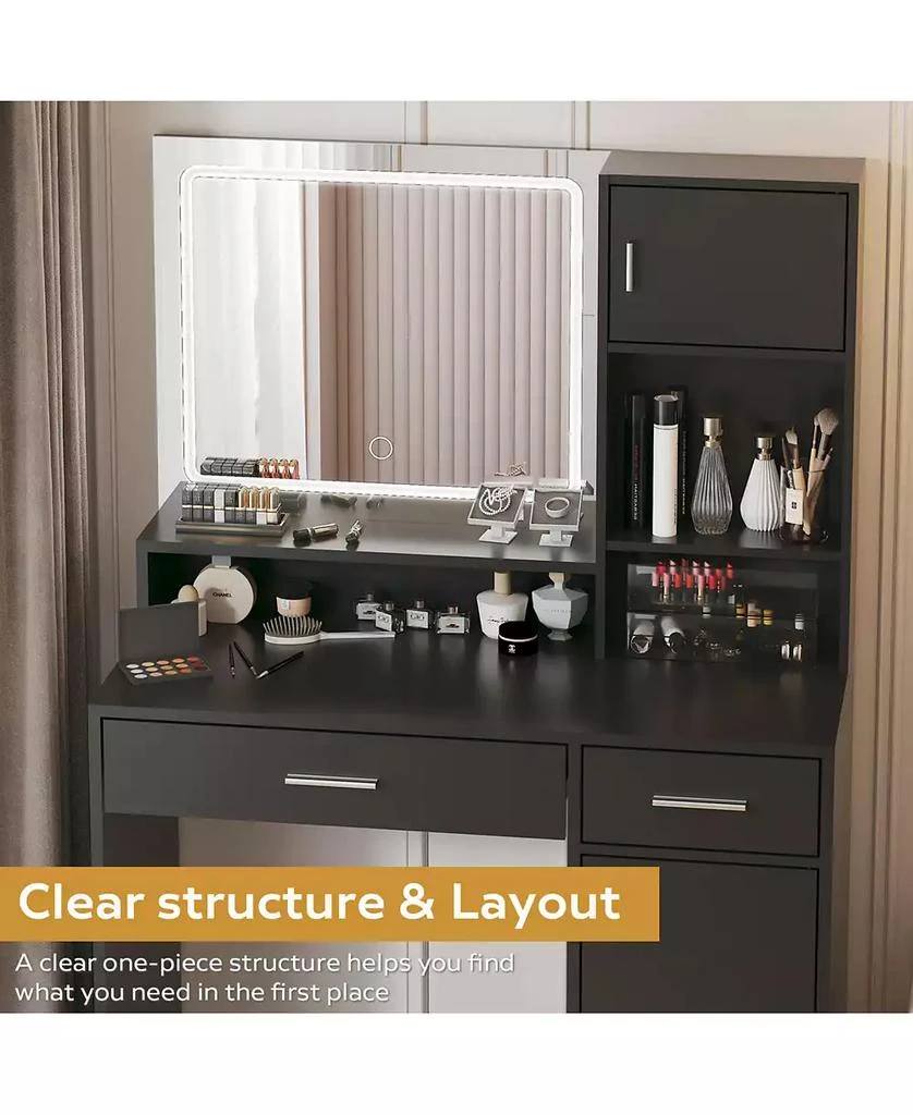 Streamdale Furniture LED Vanity Desk with Mirror, Drawer
Storage 4