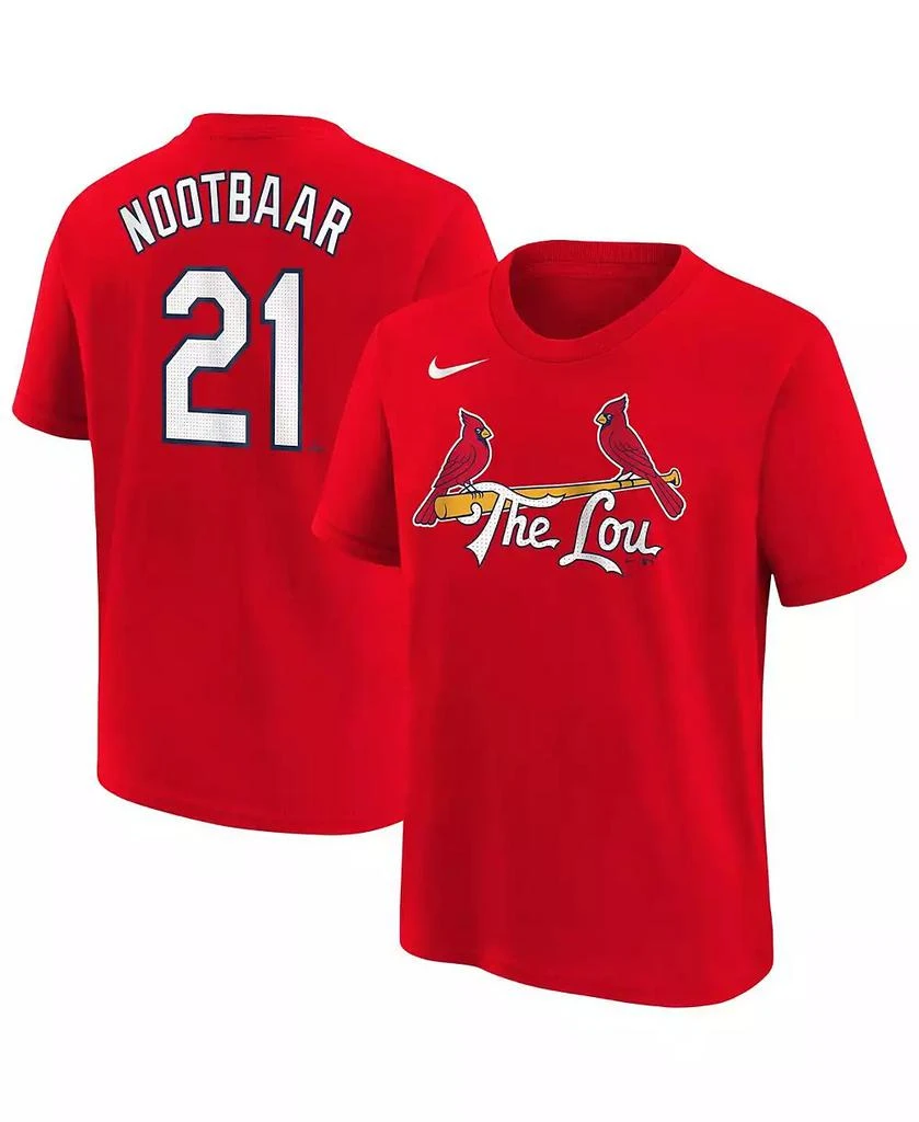 NIKE Big Boys and Girls Lars Nootbaar Red St. Louis Cardinals Fuse City Connect Name Number T-Shirt 1