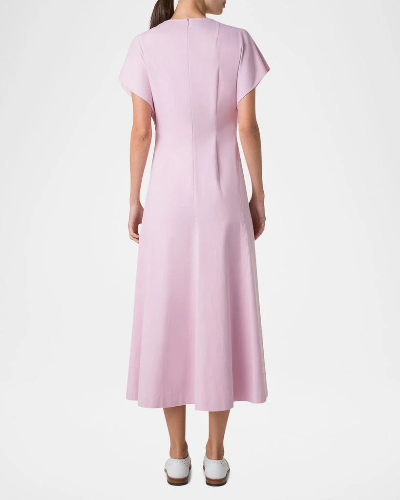 Akris Slit-Sleeve Denim Stretch A-Line Midi Dress 3