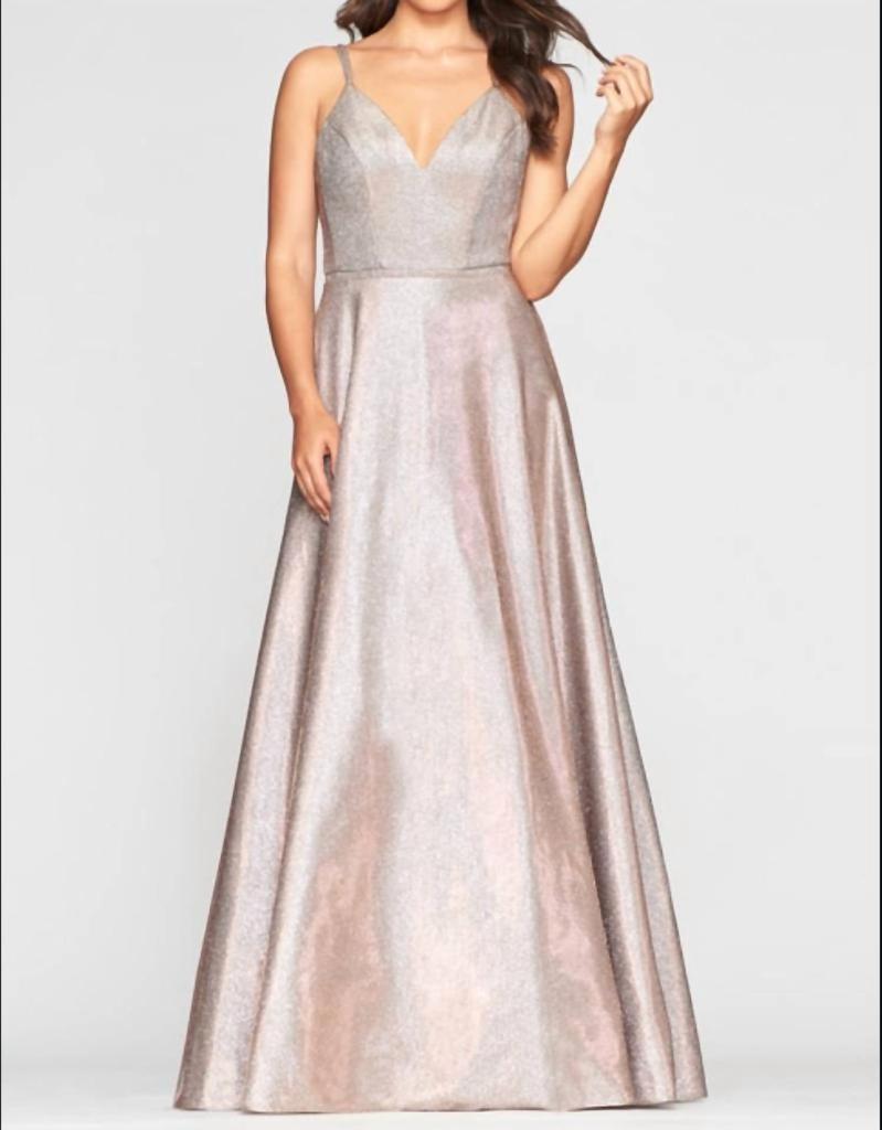 Faviana Metallic Jersey Gown