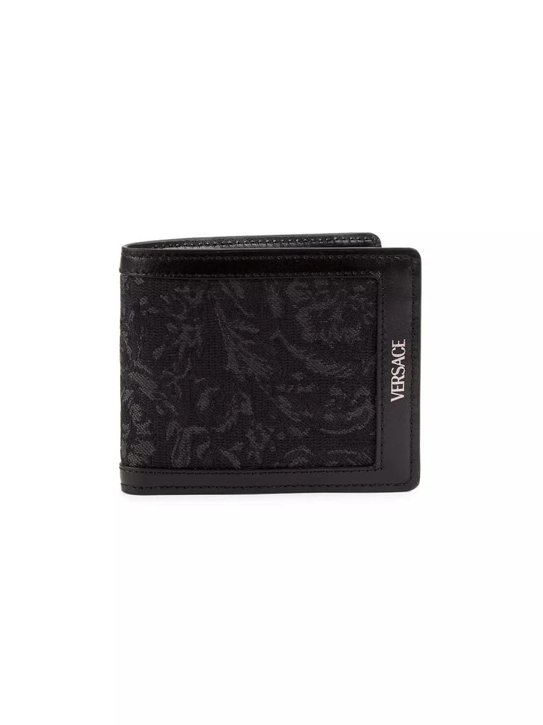 Versace Floral Jacquard & Leather Bifold Wallet 1