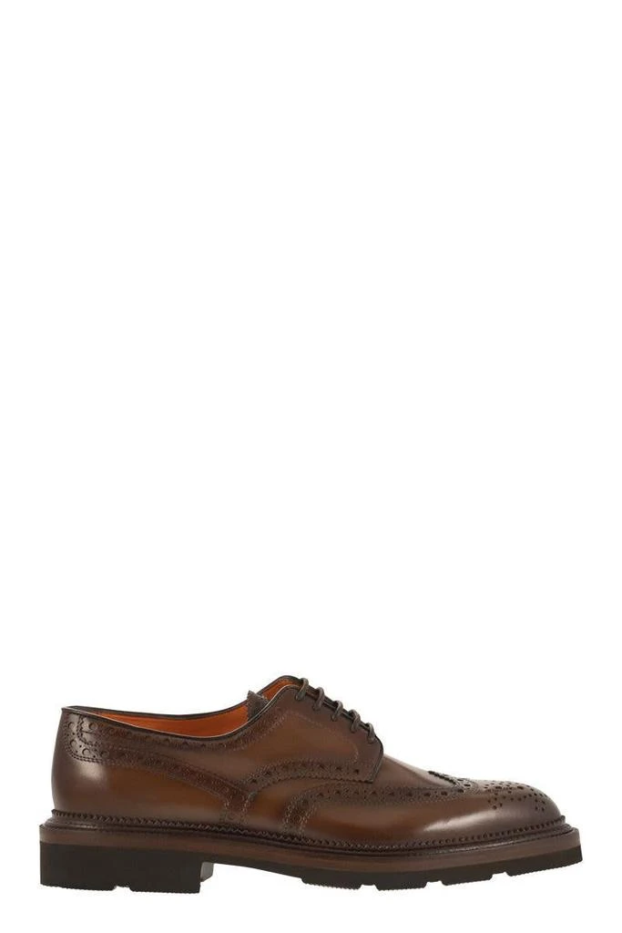 Santoni Lace-Up Derby Brogue In Leather – On Sale Now with  display picture 2