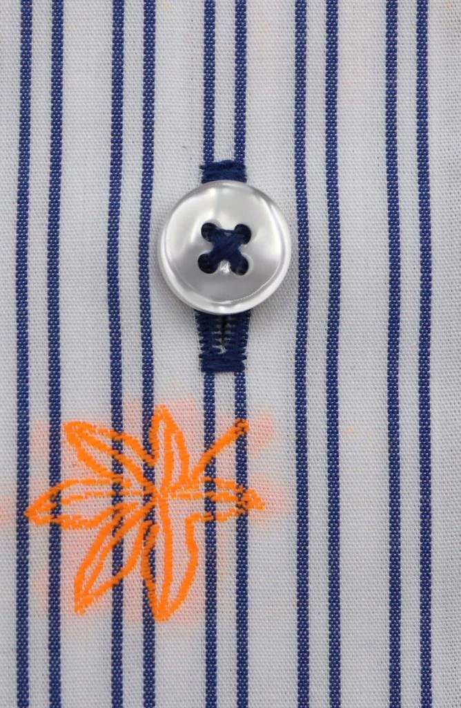 Lorenzo Uomo Trim Fit Stripe Neon Embroidery Dress Shirt 5