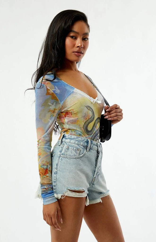 Playboy By PacSun Snake Mesh Long Sleeve Bodysuit 2